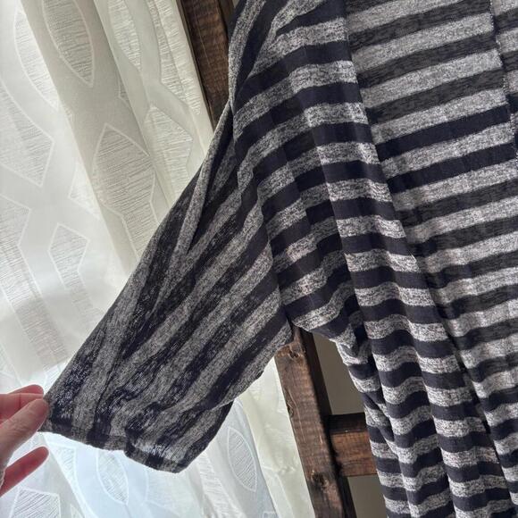 LuLaRoe Striped Gray and Navy Blue Cardigan - Picture 3 of 5